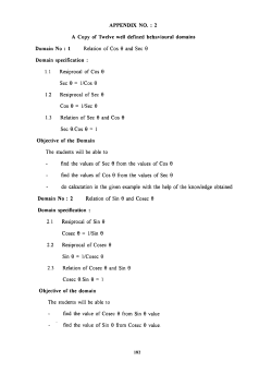 I Relation of Cos 0 and Sec 0 Domain specificatio