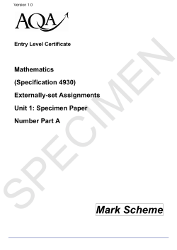 ELC Mathematics Specimen Mark Scheme Unit 1 - Number