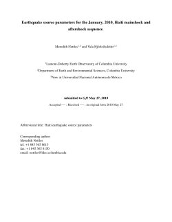 Earthquake source parameters for the January, 2010, Haiti