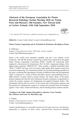 Potato Genome Sequencing and its Potential for Resistance
