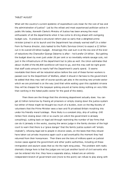 TABLET AUGUST What will the country`s current