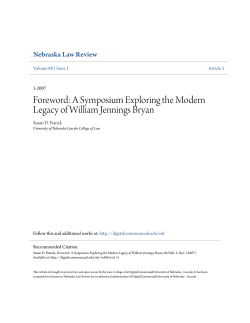 A Symposium Exploring the Modern Legacy of William Jennings Bryan