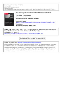 The Routledge Handbook on the Israeli&ndash;Palestinian Conflict Joel