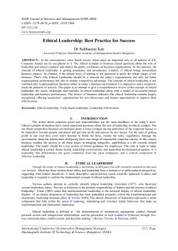 Ethical Leadership: Best Practice for Success