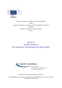 Opinion on Synthetic Biology II- Risk assessment methodologies