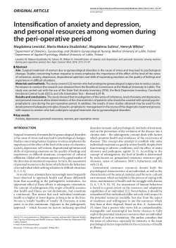 Intensification of anxiety and depression, and personal resources