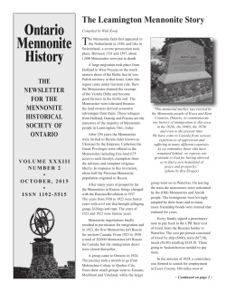 Ontario Mennonite History - Mennonite Historical Society of Ontario