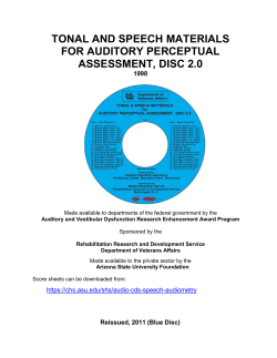 The Tonal and Speech Materials for Auditory Perceptual