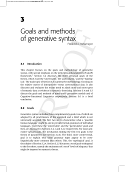 Goals and methodes of generative syntax