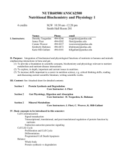 60500: Nutritional Biochemistry and Physiology I