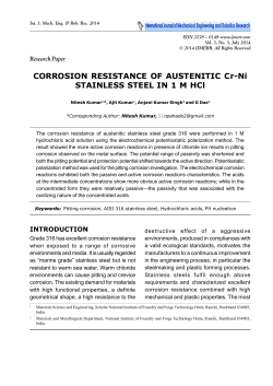 CORROSION RESISTANCE OF AUSTENITIC Cr-Ni