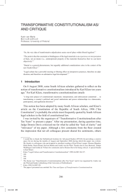 TRANSFORMATIVE CONSTITUTIONALISM AS/ AND CRITIqUE