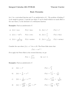 Integral Calculus 201-NYB-05 Vincent Carrier Basic Formulas