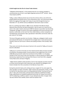 on the life and death of the trade union leader, Tadhg Barry