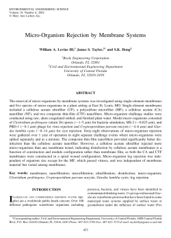 Micro-Organism Rejection by Membrane Systems