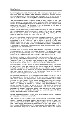 Mink Farming - Municipal Affairs and Environment