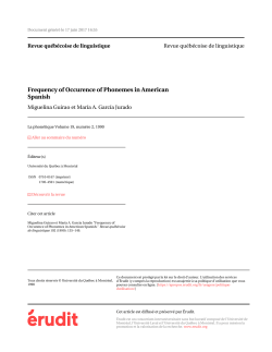 Frequency of Occurence of Phonemes in American Spanish