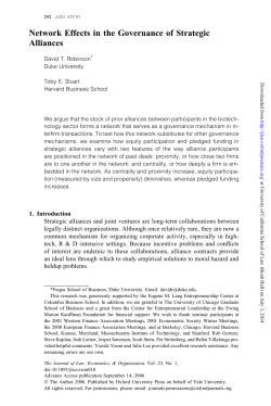 Network Effects in the Governance of Strategic Alliances