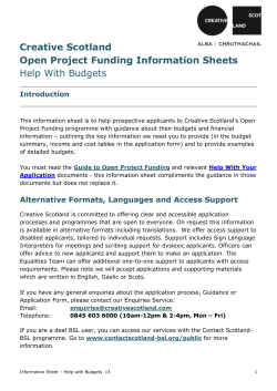 Information Sheet - Help with Budgets