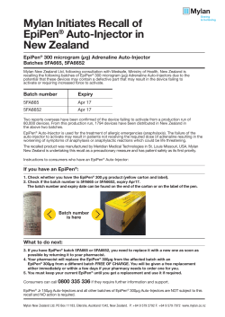 EpiPen 300&mu;g Recall