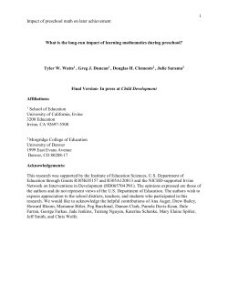 1 Impact of preschool math on later achievement What is the long