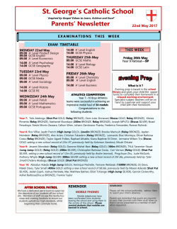 Latest Newsletter - St George`s Catholic School