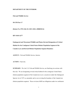 Lynx Critical Habitat Designation