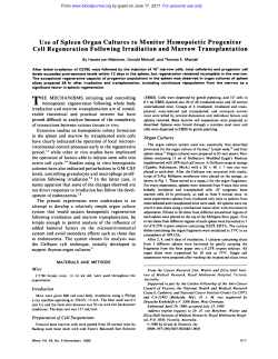 Use of Spleen Organ Cultures to Monitor Hemopoietic Progenitor