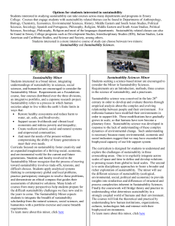Options for students interested in sustainability Sustainability Minor