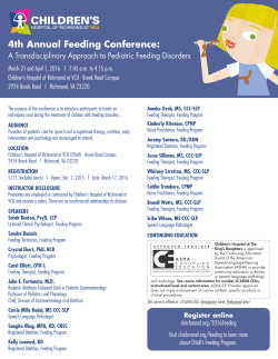 4th Annual Feeding Conference - Children`s Hospital of Richmond