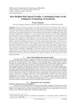 Inter-Religion Hate Speech in India: A Sociological Study on