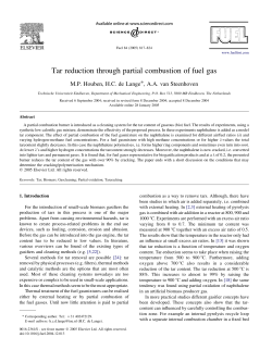 Tar reduction through partial combustion of fuel gas
