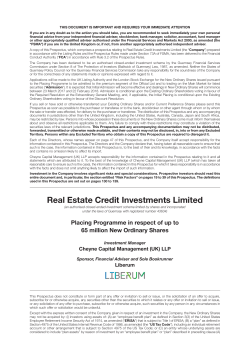 Placing Programme Prospectus - Real Estate Credit Investments