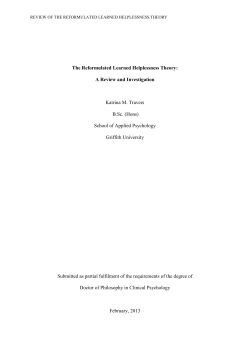 The Reformulated Learned Helplessness Theory