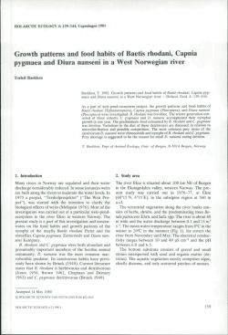 Growth patterns and food habits of Baetis rhodani, Capnia pygmaea