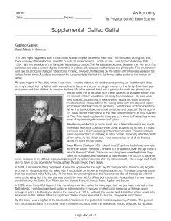 2.1 Galileo Galilei - Leigh