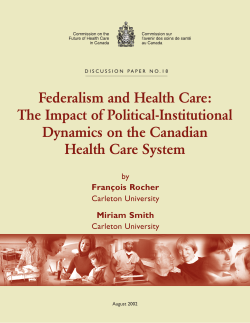 Federalism and Health Care - Publications du gouvernement du