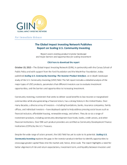 GIIN Publishes Report on Scaling U.S. Community Investing