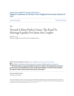 Toward A More Perfect Union: The Road To Marriage Equality For