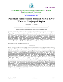 Pesticides Persistence in Soil and Kabini River Water at