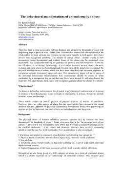 The behavioural manifestations of animal cruelty / abuse
