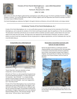 Friends of First Parish Meetinghouse &ndash; June 2016 Newsletter
