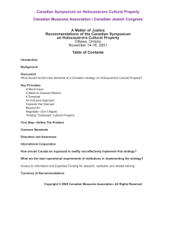 Canadian Symposium on Holocaust-era Cultural Property Canadian