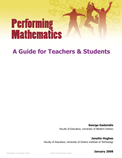 Performing Mathematics - Western Faculty of Education