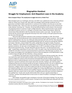 Biographies Handout - American Institute of Physics