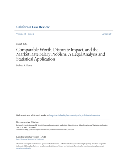 Comparable Worth, Disparate Impact, and the Market Rate Salary