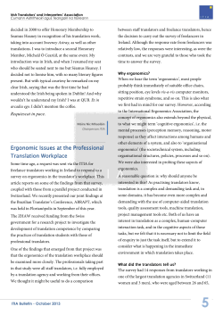"Ergonomic Issues at the Professional Translation Workplace", ITIA