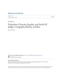 Federalism, Diversity, Equality, and Article III Judges