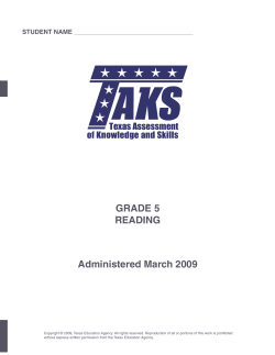 GRADE 5 READING Administered March 2009