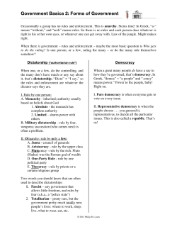 Government Basics 2: Forms of Government